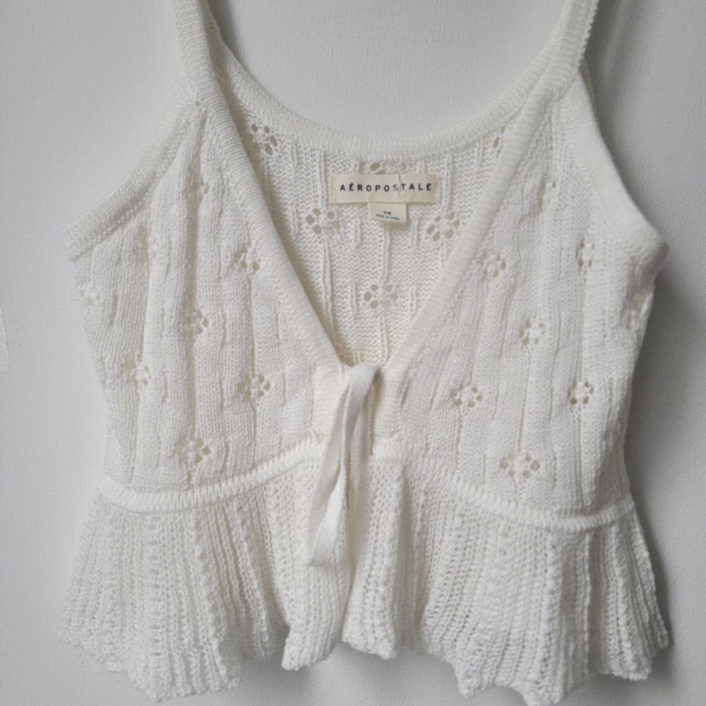 AEROPOSTALE Tie Knot Cropped Sweater Tank White Size XS - Picture 5 of 10